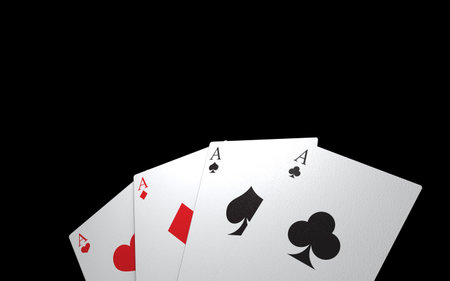 Aces cards for poker game. 3D rendering