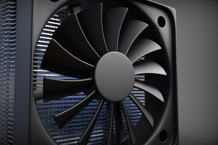 CPU fan cooler for PC. 3D rendering.