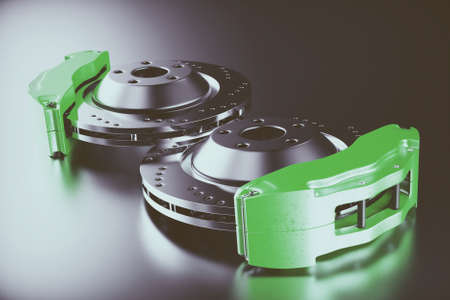 Disk brake. Brakes for car. 3D rendering.の写真素材
