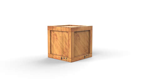 Cargo box. Wooden box. 3D renderingの写真素材