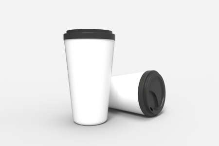 Coffe cup on background.3D rendering.の写真素材