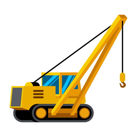 Pipelayer vehicle minimalistic icon isolated. Construction equipment isolated vector. Heavy equipment vehicle. Color icon illustration on white background.のイラスト素材