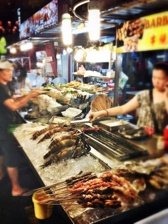 food hawkers at night in KLの素材