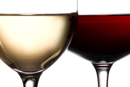 two wineglass whitewine and red wineの写真素材