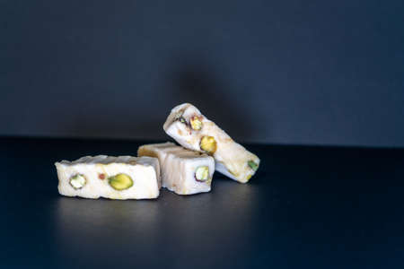 Pistachio nougat Black backgroundの写真素材