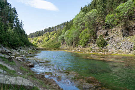 Pontypool Green Lagoon Lake and Sky View Summer Dayの写真素材