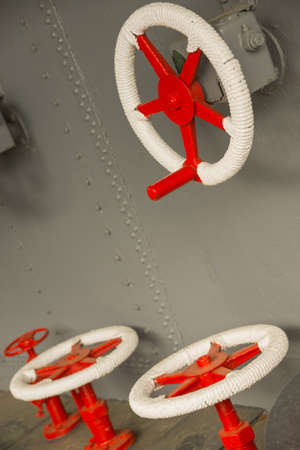 Oldfashioned red and white handlesの写真素材