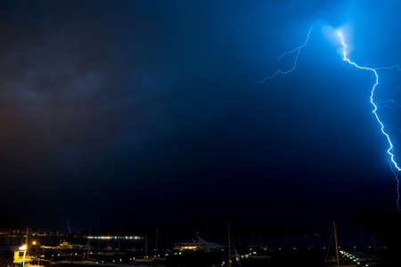 Lightning strike over Adriatic sea near Split Croatiaの写真素材