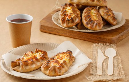 Finnish Traditional Pasties Or Pirogs - Karelian Pasties, Karelian Pies Or Karelian Pirogs From Region Of Karelia.の写真素材