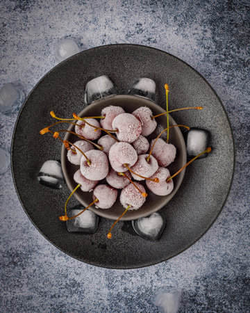 still life with frozen cherries, content photographyの写真素材
