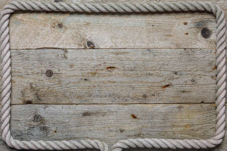 background with rope, copy space, old wooden textureの写真素材
