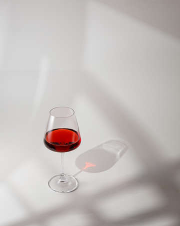 Red wine in a glass isolated on white background, copy spaceの写真素材