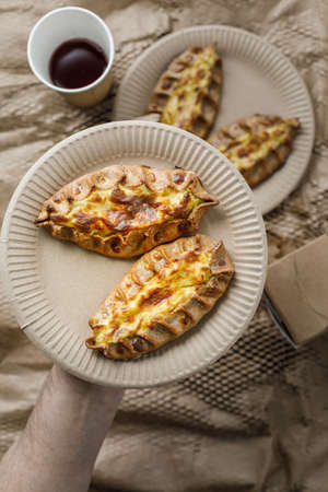 Finnish Traditional Pasties Or Pirogs - Karelian Pasties, Karelian Pies Or Karelian Pirogs From Region Of Karelia.の写真素材