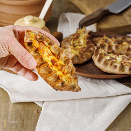 Finnish Traditional Pasties Or Pirogs - Karelian Pasties, Karelian Pies Or Karelian Pirogs From Region Of Karelia.の写真素材