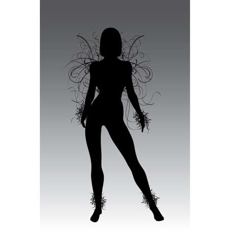 Fantasy flower girl vector sillhouetteのイラスト素材