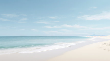 Beautiful beach with blue sky and white sand. 3d renderingの素材
