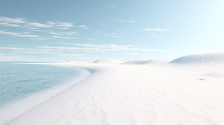 Beautiful winter landscape. 3d rendered landscape with white sand.の素材