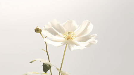 White cosmos flower on white background. (Selective focus, vintage tone)の素材