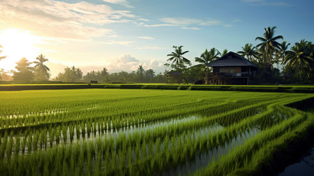 Rice field in Ubud, Bali island, Indonesia.の素材