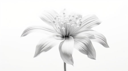 Closeup of a flower on a white background. Monochromeの素材