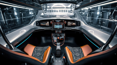 3D rendering of a brand-less generic concept car in studio environmentの素材
