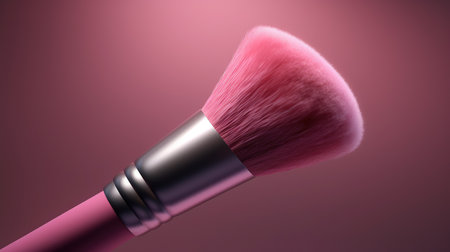 Makeup brush on pink background, 3d rendering. Computer digital drawing.の素材