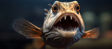 Close-up portrait of a sturgeon fish. 3d renderingの素材