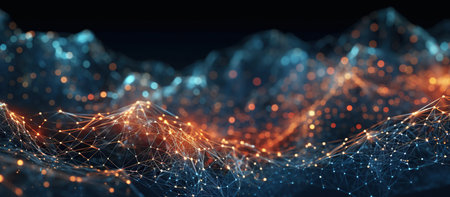 Abstract digital background. Network connection structure. Big data visualization. 3D renderingの素材