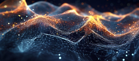Data technology abstract futuristic illustration. 3D rendering. Big data visualization.の素材