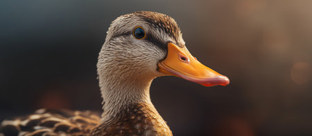 Portrait of a duck on a blurred background. Close-up.の素材