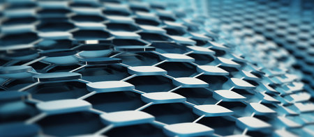 Abstract 3d rendering of hexagons. Futuristic technology background.の素材