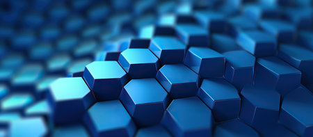 Abstract blue hexagon background. 3d rendering, 3d illustration.の素材