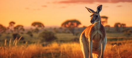 Kangaroo at sunset in Serengeti National Park, Tanzaniaの素材