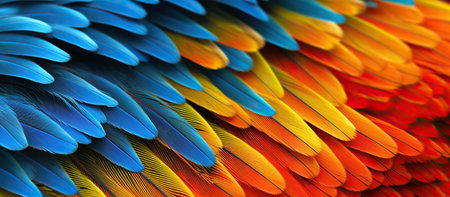 Colorful feathers background, close-up. 3D rendering.の素材