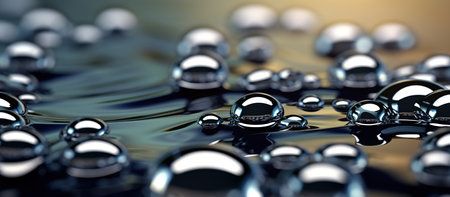 Abstract 3d rendering of water surface with spheres. Beautiful background.の素材