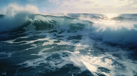 Waves in the ocean at sunset. Beautiful seascape.の素材
