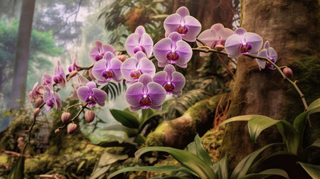 Beautiful purple orchids in the botanical garden, Thailand.の素材
