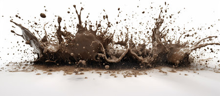 splash of chocolate isolated on white background. 3d rendering.の素材