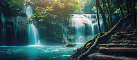 Erawan waterfall, Kanchanaburi province, Thailand.の素材