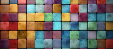 3d illustration of abstract geometric background made of multicolored cubesの素材