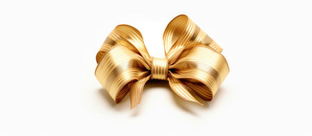 Gold bow isolated on a white background. 3d rendering, 3d illustration.の素材