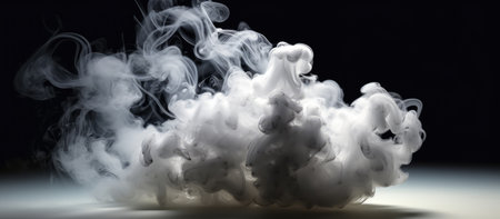 White cloud of smoke on a black background. 3d rendering, 3d illustration.の素材