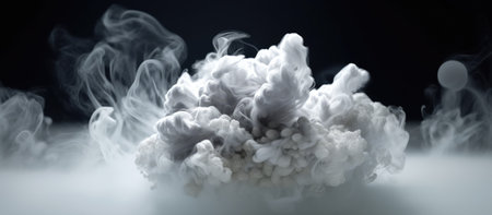 White cloud of smoke on a black background. 3d rendering.の素材