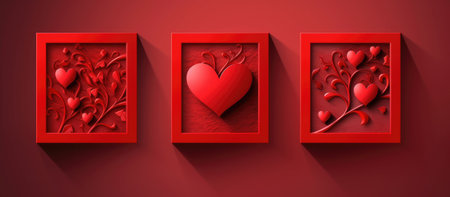 Valentine's day background with red hearts. Vector illustration.の素材