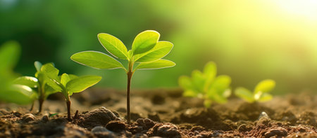 Green seedling illustrating concept of new life and eco-friendly developmentの素材