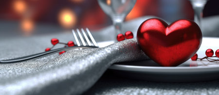 Valentine's Day table setting. Selective focus. Holiday.の素材