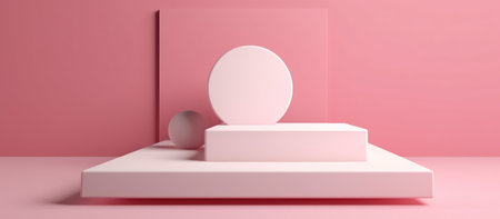 Minimalist abstract background, primitive geometrical figures, pastel colors, 3D renderの素材