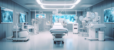 Interior of modern operating room in hospital. 3D Renderingの素材