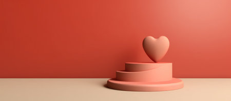 3d render of Valentine's day background with podium and heart.の素材