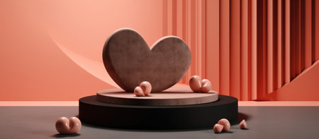 3d rendering of valentine's day abstract background with podium.の素材